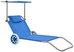 vidaXL Sonnenliege Dach Blau Klappbar Strandliege Gartenliege Relaxliege Liege