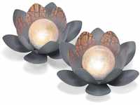 Esotec Solarleuchte Lotusblüte 2er Set aus Metall | Solarlampe für außen