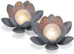 Esotec Solar Dekoleuchte Lotusbl&uuml;te, 2er Set, Echtglas Crackle Bruchglas,
