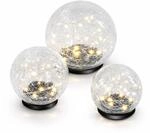 Esotec Bruchglas Solarkugeln f&uuml;r au&szlig;en winterfest, 3er Set Glas-Kugeln Golden
