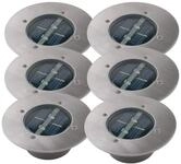 Ranex 6er SET LED Solar Bodeneinbaustrahler CARLO rund Edelstahl Schutzklasse IP67
