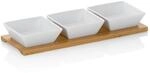 kela Servierschalen Set 4tlg PHILIPA, Porzellan Snackschalen mit Bambus