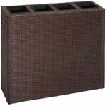 vidaXL Garten Hochbeet Poly Rattan Braun Blumenk&uuml;bel Blumentopf Pflanzk&uuml;bel