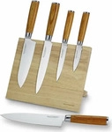 ECHTWERK Damastmesser Set inkl. Messerblock 6-tlg; 26 cm (L); silber