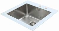 Respekta NewYork Glassp&uuml;le in Wei&szlig; / 1 Becken Einbausp&uuml;le in 55 x 53