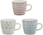 Bloomingville Tassen Patrizia, blau gr&uuml;n rosa, Keramik, 3er Set,9,5cm