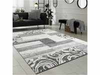 Paco Home Designer Teppich Wohnzimmer Teppich Kurzflor Muster in Grau Creme