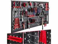 Arebos Werkzeugwand dreiteilig | 17-teiliges Hakenset Rot| 120 x 60 x 2 cm |...