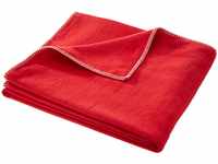 David Fussenegger Decke rot aus Baumwolle 140x200 cm Kuscheldecke mit Zierstich...