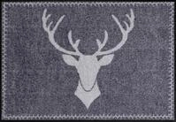 Salonloewe Fu&szlig;matte waschbar Motiv Hirsch Franz anthrazit 50 x 75 cm