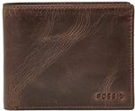 Fossil Geldb&ouml;rse f&uuml;r Herren Derrick, Leder Bifold Dunkelbraun L 12,4 cm, B 0,5 cm,