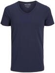 JACK & JONES Herren Basic V-neck Tee S/S Noos T Shirt, Navy Blue, S EU