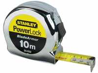Stanley Bandmaß Micro Powerlock (10 m Länge, Feststeller, Rücklauf, Gürtelclip,