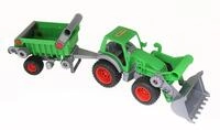 Wader Farmer Technic Traktor mit Frontlader und Kipper Kippanh&auml;nger gr&uuml;n