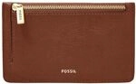 Fossil Brieftasche f&uuml;r Frauen Logan, Leder/Polyurethanbesatz Kartenetui braun 13,8