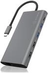 ICY BOX USB-C Docking Station (12-in-1) f&uuml;r 3 Monitore (2x HDMI und 1x DP), 4K 60HZ,