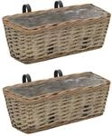 vidaXL 2X Blumenkasten 40cm Rattan Weide Balkonkasten Blumentopf Balkon Garten