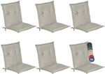 Beautissu 6er Set Niedriglehner Auflage Gartenstuhl 100x50x6 cm Loft NL - Sitzkissen