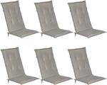 Beautissu 6er Set Gartenstuhlauflage 120x50x6 cm Loft HL Hellgrau &ndash; Hochlehner