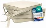 Beautissu Loft SK Stuhlkissen 45x40 cm Natur - 4er Set Stuhlpolster mit B&auml;ndern