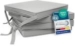 Beautissu Loft SK Stuhlkissen 45x40 cm Grau - 4er Set Stuhlpolster mit B&auml;ndern
