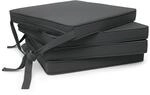 Beautissu Loft SK Stuhlkissen 45x40 cm Anthrazit - 4er Set Stuhlpolster mit B&auml;ndern