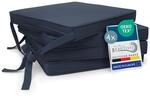 Beautissu Loft SK Stuhlkissen 45x40 cm Blau - 4er Set Stuhlpolster mit B&auml;ndern