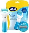 Scholl Velvet Smooth Elektrische Fu&szlig;feile mit Peeling-Nachf&uuml;llpackung, Blau