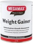 Megamax Weight Gainer Banane 1,5 kg 0,5% Fett | Vitamine, hochwertige Kohlenhydrate &