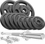 Hop-Sport Guss Hantelset mit Langhantelstange, Kurzhantelstangen und Gewichten, 1x
