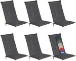 Beautissu 6er Set Gartenstuhlauflage 120x50x6 cm Loft HL Anthrazit &ndash; Hochlehner