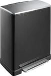 EKO E-Cube 28+18 L recycle Tritt-M&uuml;lleimer, Metall, matt schwarz, 34.5 x 50 x 65 cm