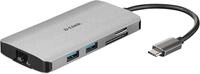 D-Link DUB-M810 8 in 1 USB C Hub (USB C Adapter mit HDMI 4K und 1080p, 3x USB 3 / USB