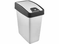 keeeper Premium Abfallbehälter mit Flip-Deckel, Soft Touch, 25 l, Magne, Silber