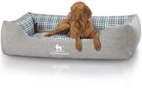 Knuffelwuff Hundebett Lennard aus Velours mit Karomuster XXL 120 x 85cm Grau/Gr&uuml;n -