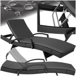 tectake&reg; Polyrattan Sonnenliege, Alu Gartenliege mit 5-Fach Verstellbarer