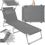 tectake&reg; Sonnenliege mit Dach, Strandliege klappbar, leichte Gartenliege, Outdoor