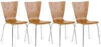 CLP 4er-Set Stapelstuhl Aaron Mit Holzsitz Und Metallgestell I 4 x Stuhl Mit