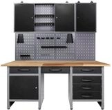 Ondis24 Werkstatteinrichtung Harry 160 cm, Werkbank, 2X Werkzeugschrank, Werkzeugwand