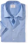 Marvelis Herren Businesshemd Kurzarm Non-Iron Comfort Fit,Chambray,New Kent,Rauchblau