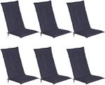 Beautissu 6er Set Gartenstuhlauflage 120x50x6 cm Loft HL Dunkelblau &ndash; Hochlehner
