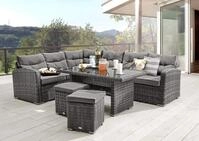 Destiny Eckgruppe Santa PONSA mit Tisch 140x80x66 cm, grau meliert