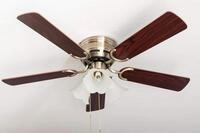 PEPEO - Kisa Deckenventilator mit Beleuchtung | Ventilator mit Zugschalter in Messing