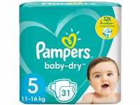 Pampers Baby-Dry Größe 5, 31 Windeln, bis zu 12 Stunden Rundum-Auslaufschutz,