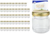50er Set Rundgl&auml;ser 53 ml Deckelfarbe gold TO 43 inkl. Diamant Gelierzauber