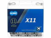 KMC Unisex – Erwachsene X11 11-Fach Kette 1/2" x11/128, 114 Glieder, Silber-schwarz