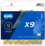 Fahrrad Kette, KMC Fahrradkette, X9 Ti-N Gold, 1/2" x 11/128", 114 Glieder,...