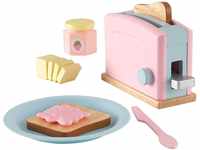 KidKraft Pastell Toaster Spielset aus Holz für Kinderküche mit 2 Scheiben Brot mit