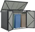 Juskys 3er M&uuml;lltonnenbox Namur 3 x 120 Liter Tonnen - 2m&sup2; - 2 T&uuml;ren - Metall