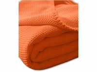 Kneer Waffelpique Decke, Orange, 220 x 240 cm